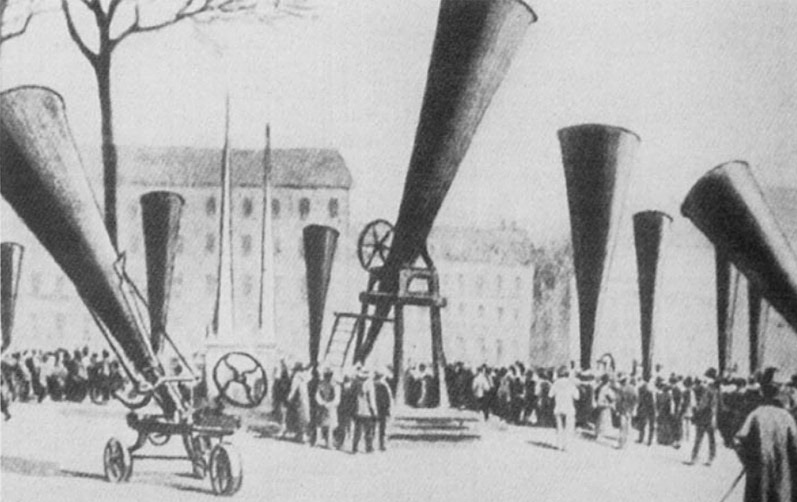 Izložba protivgradnih topova na Trećem internacionalnom kongresu protivgradne odbrane u Lionu 1901. godine.
